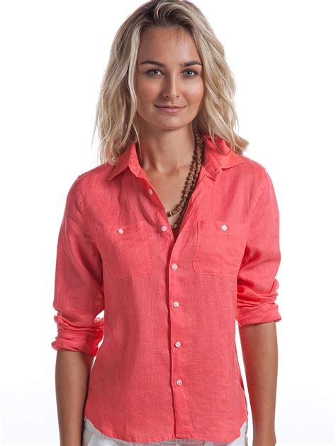 Coral Linen Shirt for Women - Women's Linen Shirts | Island Company ...