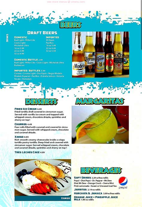 Menu at Agaves grill restaurant, Nicholasville