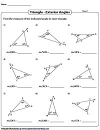 Exterior Angle Sum Theorem Problem Worksheet