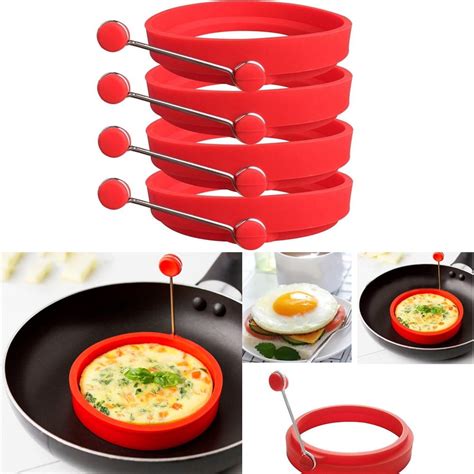 4 Pack Egg Mold, Egg Rings for Cooking Eggs, Nonstick Silicone Pancake ...