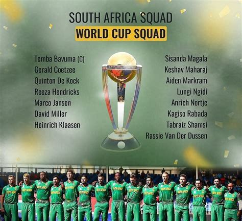 Cricket World Cup South Africa Squad 2023 - Full Players List