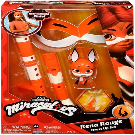 Miraculous Ladybug Rena Rouge Dress Up Set With Flute, Kwami, Mask And ...