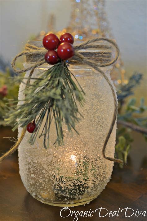 Snow Covered Mason Jar Candle Holder | JessiLivingLovely.com