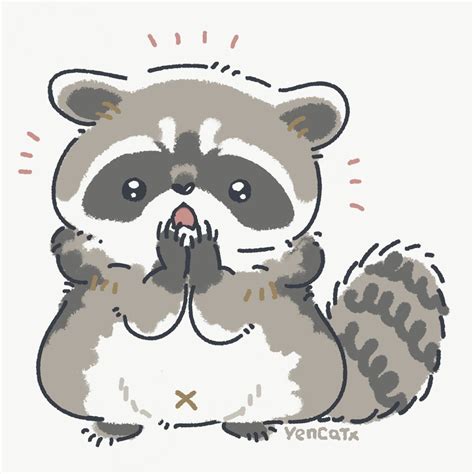 Yen🐱🌒 on Twitter | Cute doodles, Raccoon art, Cute animal drawings