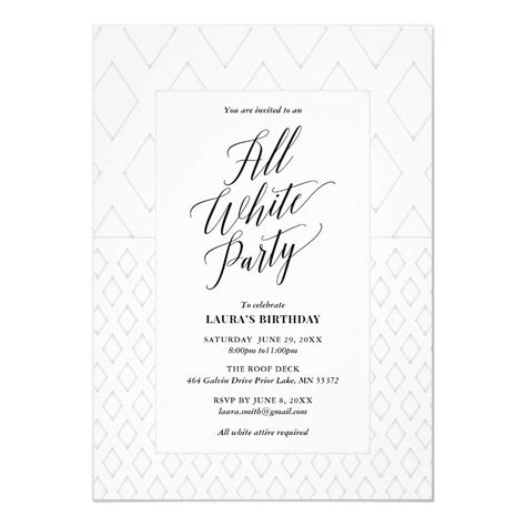 All White Party Invitations Templates Free