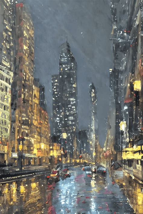 Rainy Cityscape Painting · Creative Fabrica