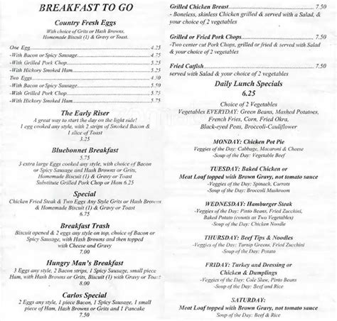 Bluebonnet Cafe Menu, Menu for Bluebonnet Cafe, Richland Hills, Fort ...