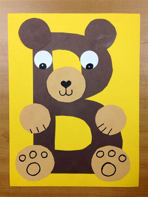 B is for Bear. Brown bear. Preschool alphabet craft. Letter B craft ...