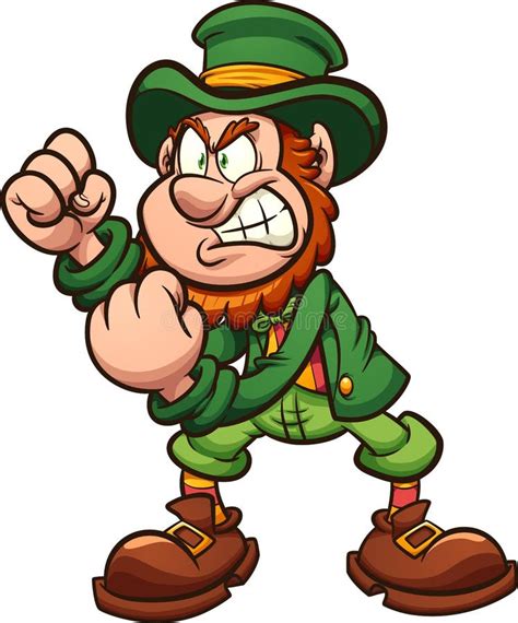 Angry Leprechaun Holding Fists Up Ready To Fight Stock Vector ...