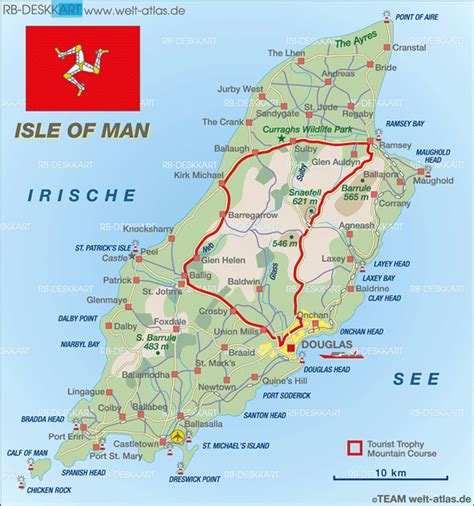 Map of Isle of Man (Island in Crown Dependency) | Welt-Atlas.de