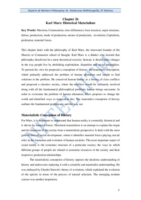 (PDF) Chapter 26 Karl Marx: Historical Materialism | ARUN KUMAR GIRI ...