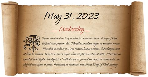 What Day Of The Week Is May 31, 2023?