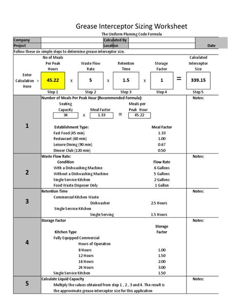 ️Grease Interceptor Sizing Worksheet Free Download| Gambr.co