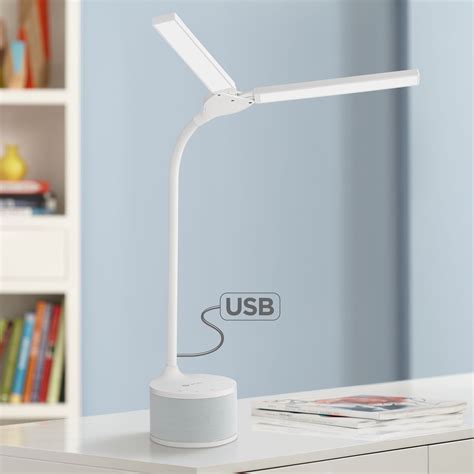 OttLite LED Dual Head Desk Lamp with Bluetooth Speaker – Charging USB ...