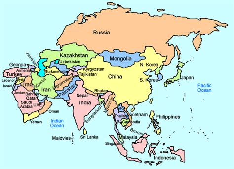 What Countries Make Up Asia Map | Map of Atlantic Ocean Area