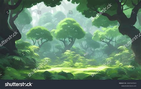 Dense Jungle Rain Forest Scenery Detailed Stock Vector (Royalty Free ...