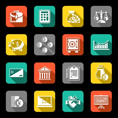 Finance icons set flat 438086 Vector Art at Vecteezy