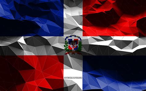 Dominican Republic flag, low poly art, North American countries ...