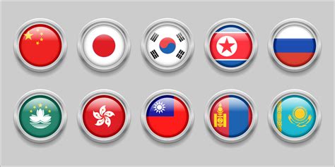 NORTH ASIA Flags Set Collection 3D round flag, badge flag, China ...