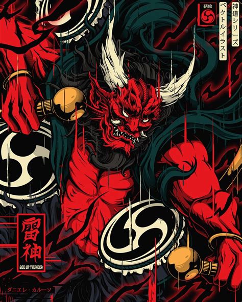 Raijin on Behance | ศิลปะญี่ปุ่น, ศิลปกรรม, รอยสักรูปม้า