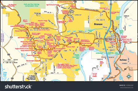 Branson, Missouri Area Map Stock Vector Illustration 143966260 ...