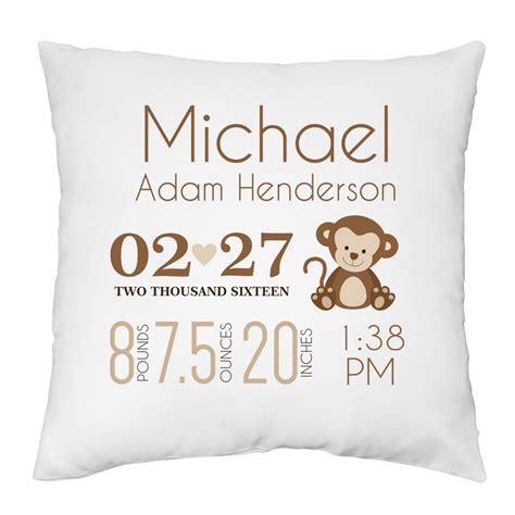 Baby Boy Birth Announcement Personalized Pillow Case