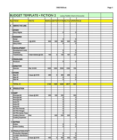 Editable 33 Free Film Budget Templates Excel Word ᐅ Templatelab Reality ...