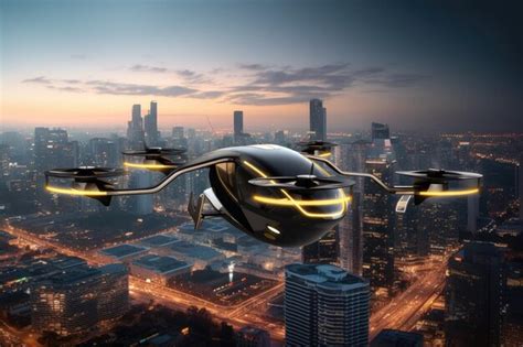 Premium AI Image | Future of Urban Air Mobility Flying Private ...