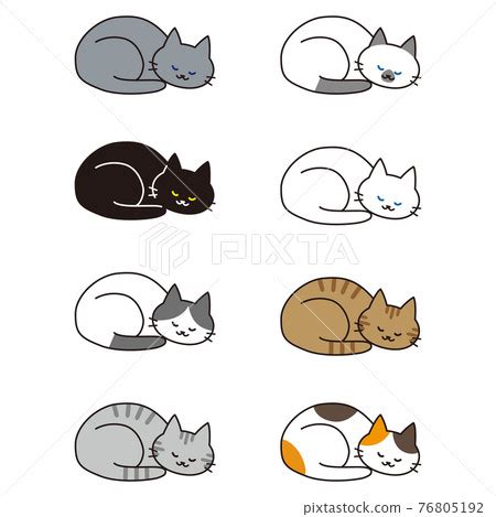 A set of cats of various cat breeds that curl... - Stock Illustration ...