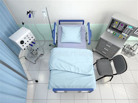 Hospital Room with Equipment Top View. 3d Illustration Stock ...