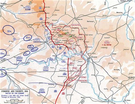 Map of the First Battle of the Somme - Jul 1-Nov 13, 1916