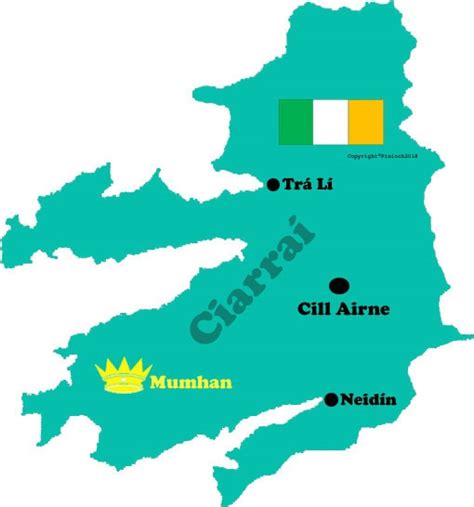 Kerry county map with towns and flag