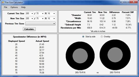 TIRE SIZE CALCULATOR