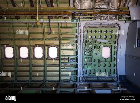 Old vintage airplane cabin interior. Aviation background Stock Photo ...