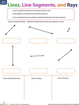 Lines, Line Segments, and Rays | Worksheet | Education.com | Geometry ...