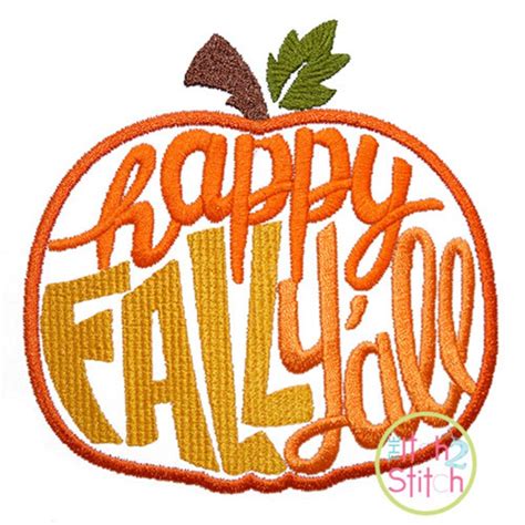 Happy Fall Y'all Pumpkin Embroidery Design For Machine | Etsy