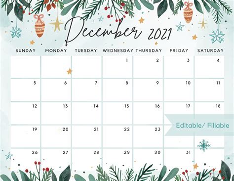 Printable December Calendar - Printable Word Searches