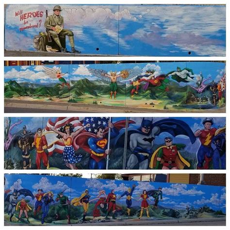 Huge mural of DC comicbook Characters in my small town. Right in front ...