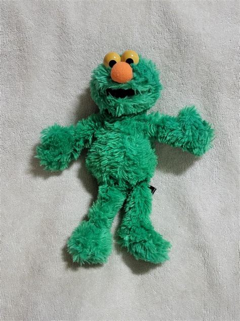 Authentic Rare Vintage Sesame Street Green Elmo Beanie Plush Soft Toy ...