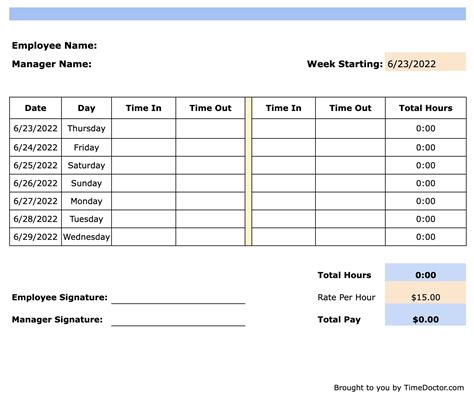 Free Printable Time Sheets Templates - Printables Template Free