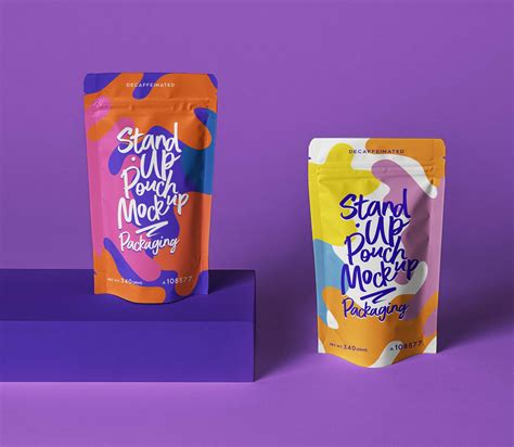 Free Stand Up Pouch Packaging Mockup (PSD)