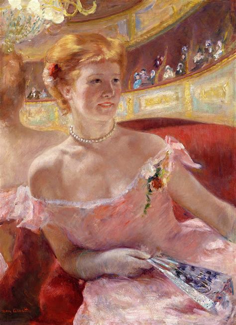 Woman with a Pearl Necklace in a Loge Painting by Mary Cassatt - Fine ...