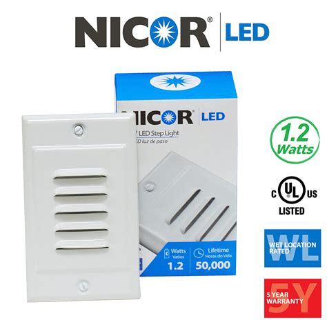 NICOR LED Step Light with Vertical and Horizontal Faceplates in White ...