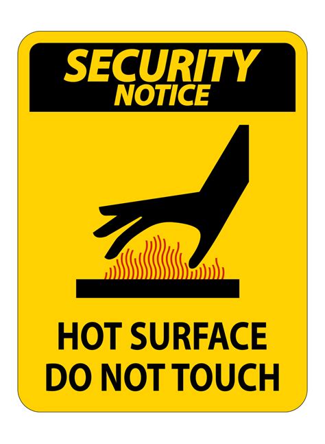 Security Notice Burn hazard,Hot surface,Do not touch Symbol Sign ...