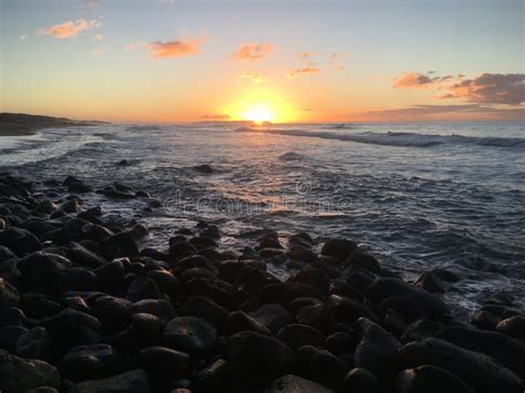 Sunset at Polihale Beach on Kauai Island, Hawaii. Stock Image - Image ...