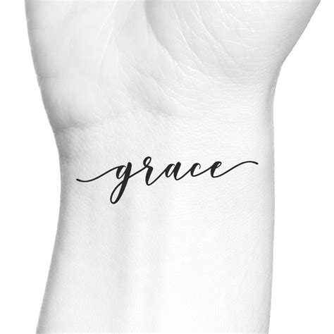 Grace Calligraphy Temporary Tattoo - Etsy