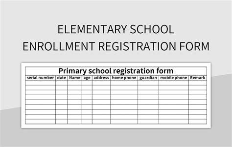 Elementary School Enrollment Registration Form Excel Template And ...