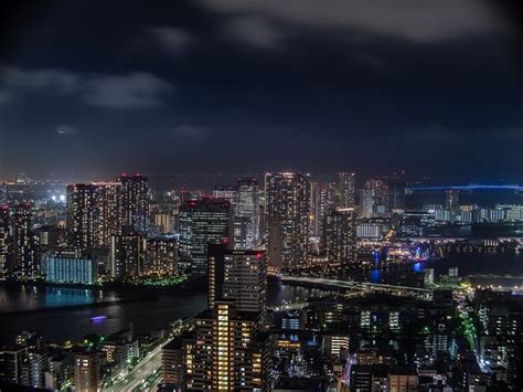 night view of Tokyo Bay Tokyo Bay, Cityscapes, Cloudy, Night Skies, New ...