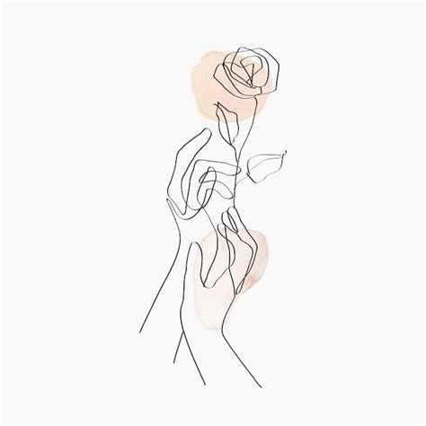 Free Vector | Minimal line art hands vector floral beige pastel ...