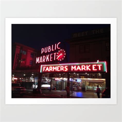 Seattle's Public Market at Night Art Print by Mady Ryan | Society6